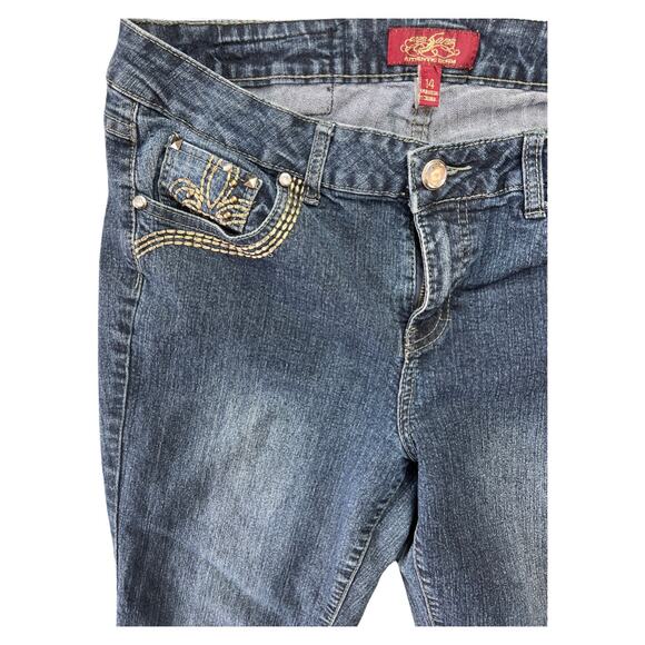 Womens Jeans Fleur de lis Medium Wash Boot Cut 14 - Picture 2 of 5